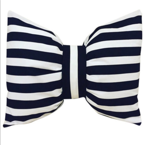 Black & White Stripe Bow Pillow 12”x16” - Picture 2 of 4